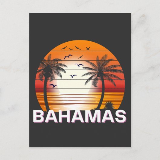 Carte Postale Plage d'été des palmiers Vintages des Bahamas (Devant)