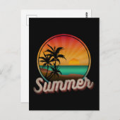 CARTE POSTALE PLAGE D'ÉTÉ VINTAGE (Devant / Derrière)