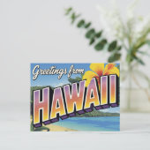 Carte Postale Plage d'Hawaii et Hibiscus (Debout devant)