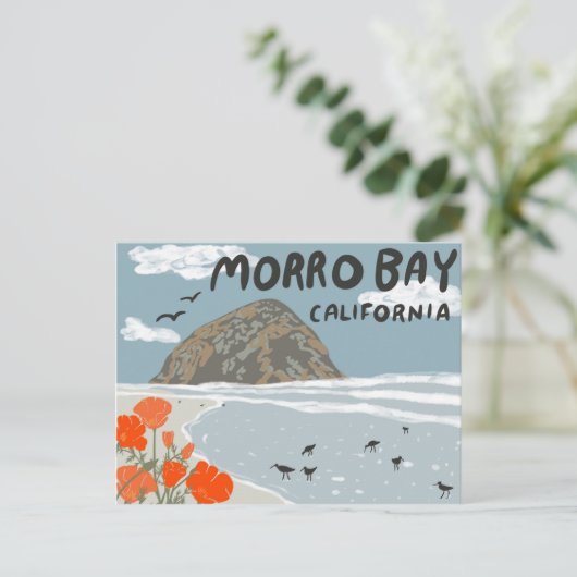 Carte Postale Plage d'illustration de Morro Bay Central Californ (Debout devant)
