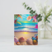 Carte Postale Plage d'imaginaire mystique coucher de soleil avec (Debout devant)