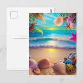 Carte Postale Plage d'imaginaire mystique coucher de soleil avec (Devant / Derrière)