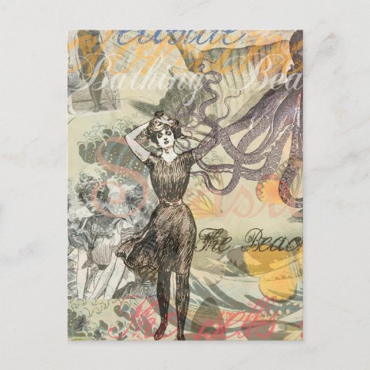 Carte Postale Plage du poulpe Antique Coastal Steampunk (Devant)