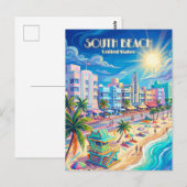 Carte Postale Plage du Sud Floride (Devant / Derrière)