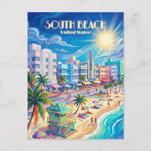 Carte Postale Plage du Sud Floride (Devant)