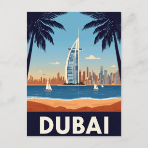 Carte Postale Plage Émirats Arabes Unis Burj Al Arab Rétro