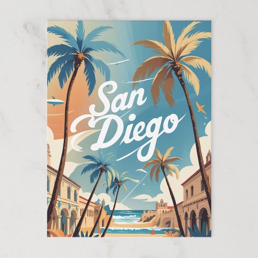 Carte Postale Plage et ville de San Diego