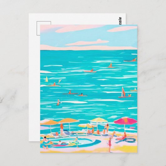 Carte Postale Plage été (Devant / Derrière)