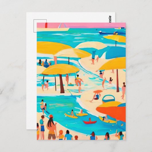 Carte Postale Plage été (Devant / Derrière)