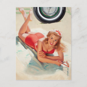 Carte Postale Plage Girl Pin Up