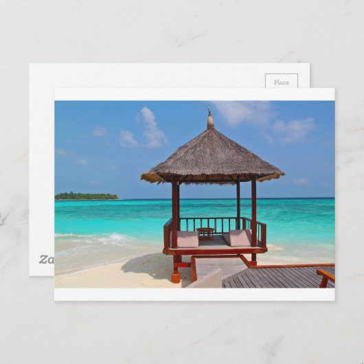 Carte Postale plage hut tropical paradis calme détente éloigné (Devant / Derrière)