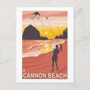 Carte Postale Plage & Kites - Plage de Cannon, Oregon