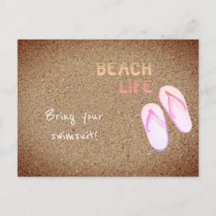 Carte Postale Plage Life tongs flops dans le sable personnalisab