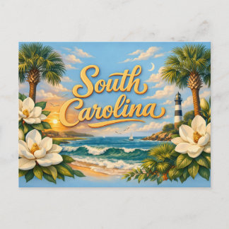 Carte Postale Plage magnifique de Caroline du Sud avec Magnolia