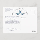 Carte Postale Plage Mariage Coquillage et Merci photo Rose (Dos)