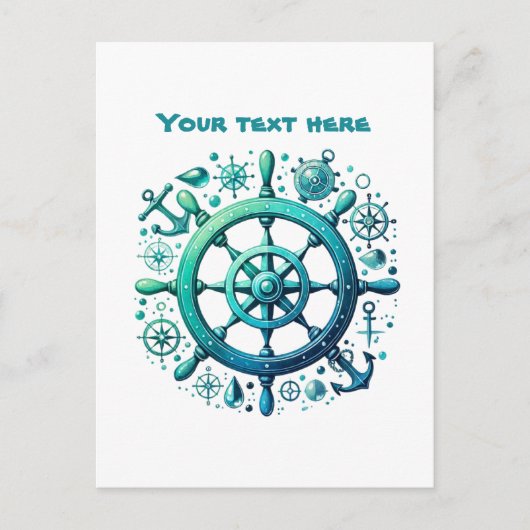 Carte Postale Plage mignonne ajouter du texte bateaux roue (Devant)