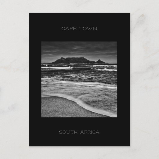 Carte Postale Plage Ocean Monochrome de la Table du Cap (Devant)