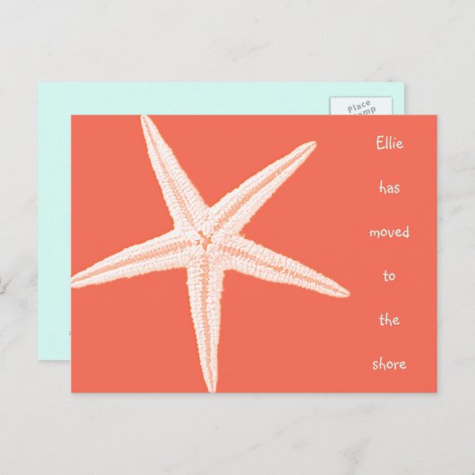 Carte postale Plage Orange Starfish (Devant / Derrière)