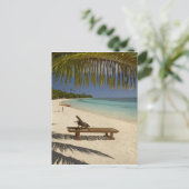 Carte Postale Plage, palmiers et transat (Debout devant)