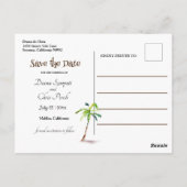 Carte Postale Plage, Palmiers, Océan, Save the Date Mariage (Dos)