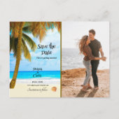 Carte Postale Plage, Palmiers, Océan, Save the Date Mariage (Devant)