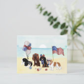 Carte Postale Plage Patriotique Cavalier King Charles Spaniels (Debout devant)