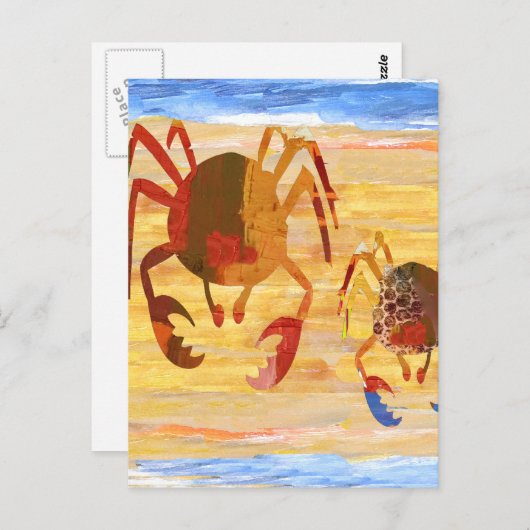 Carte Postale Plage plaisir Crab Patrouille (Devant / Derrière)