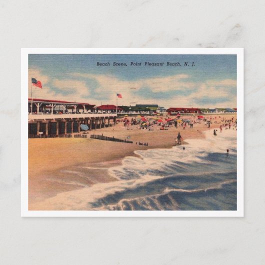 Carte Postale Plage, Point Agréable NJ, Vintage (Devant)