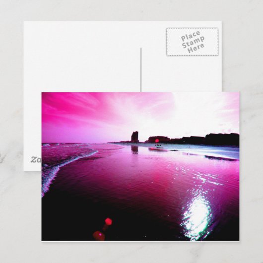 Carte Postale Plage rose (Devant / Derrière)