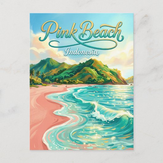 Carte Postale Plage rose Indonésie (Devant)