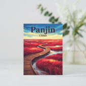 Carte Postale Plage rouge Chine (Debout devant)