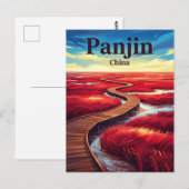 Carte Postale Plage rouge Chine (Devant / Derrière)