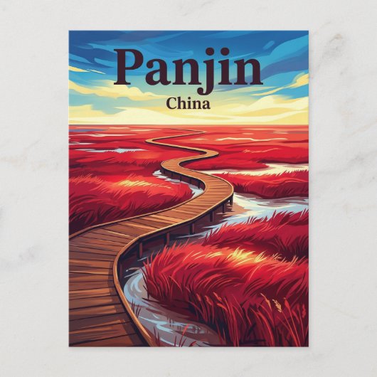 Carte Postale Plage rouge Chine (Devant)