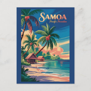 Carte Postale Plage samoane Illustration de voyage Art samoan Vi
