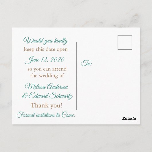 Carte Postale Plage Sandy Shore Starfish Enregistrer la date Car (Dos)