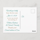 Carte Postale Plage Sandy Shore Starfish Enregistrer la date Car (Dos)