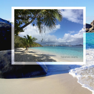 Carte Postale Plage saumon, Palmiers, Parc National des Îles Vie