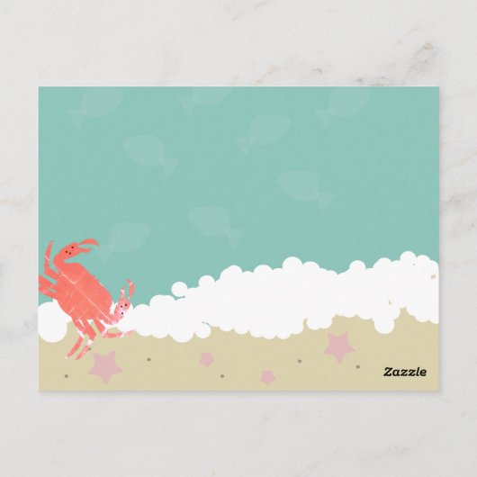 Carte Postale Plage Sauvez la date Crabe Sable Ocean Waves (Dos)
