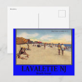 Carte Postale Plage Scene, Lavallette, NJ 1940, Vintage (Devant / Derrière)