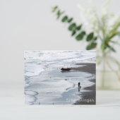 Carte Postale Plage Scheveningen : Mer arrivant sur la côte à la (Debout devant)