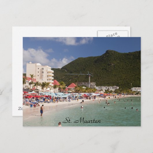Carte Postale Plage St Maarten, St Maarten (Devant / Derrière)