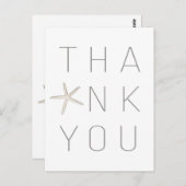 Carte Postale Plage Starfish Blanc Minimal Élégant Merci (Devant / Derrière)