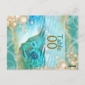 Carte Postale Plage thème tortue mariage "numéro de table" (Dos)