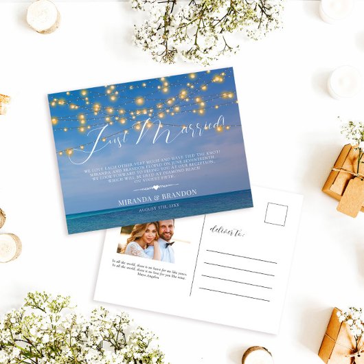 Carte Postale Plage Tropical Juste Marié Faire-part Mariage