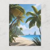 Carte Postale Plage tropicale avec palmiers (Devant)