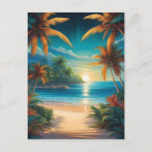 Carte Postale Plage tropicale avec palmiers (Devant)