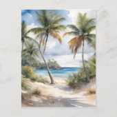 Carte Postale Plage tropicale avec palmiers (Devant)