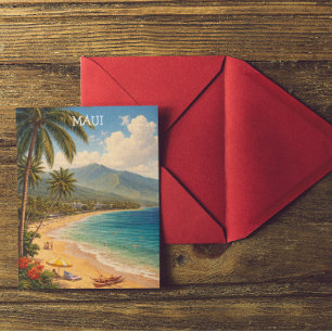 Carte Postale Plage tropicale de Ka'anapali à Maui, voyage vinta