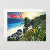 Carte Postale Plage Tropicale de Mexico Plage Côte Coucher de so (Devant / Derrière)