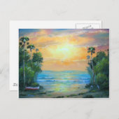 Carte Postale Plage tropicale ensoleillée (Devant / Derrière)